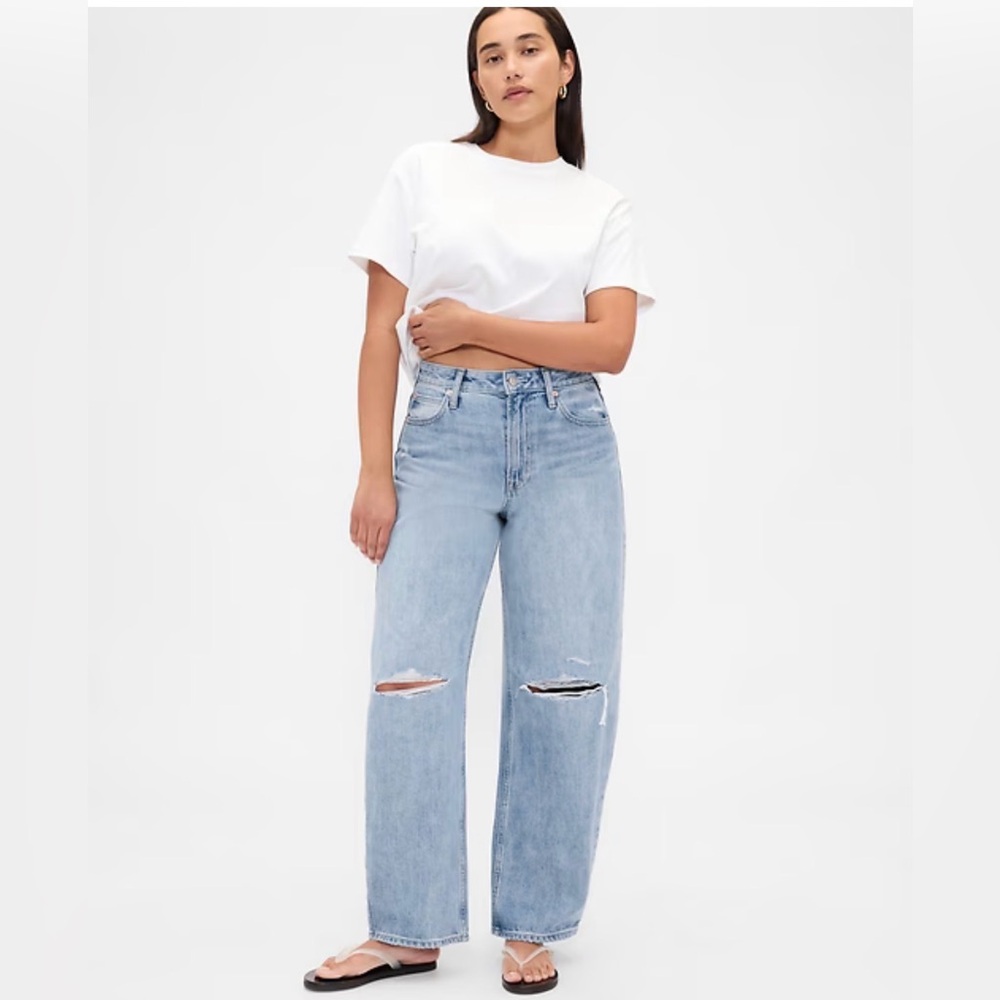 Gap Curvy Mid Rise Barre Jeans Light Wash Size 20 Modern Barrel Straight Denim